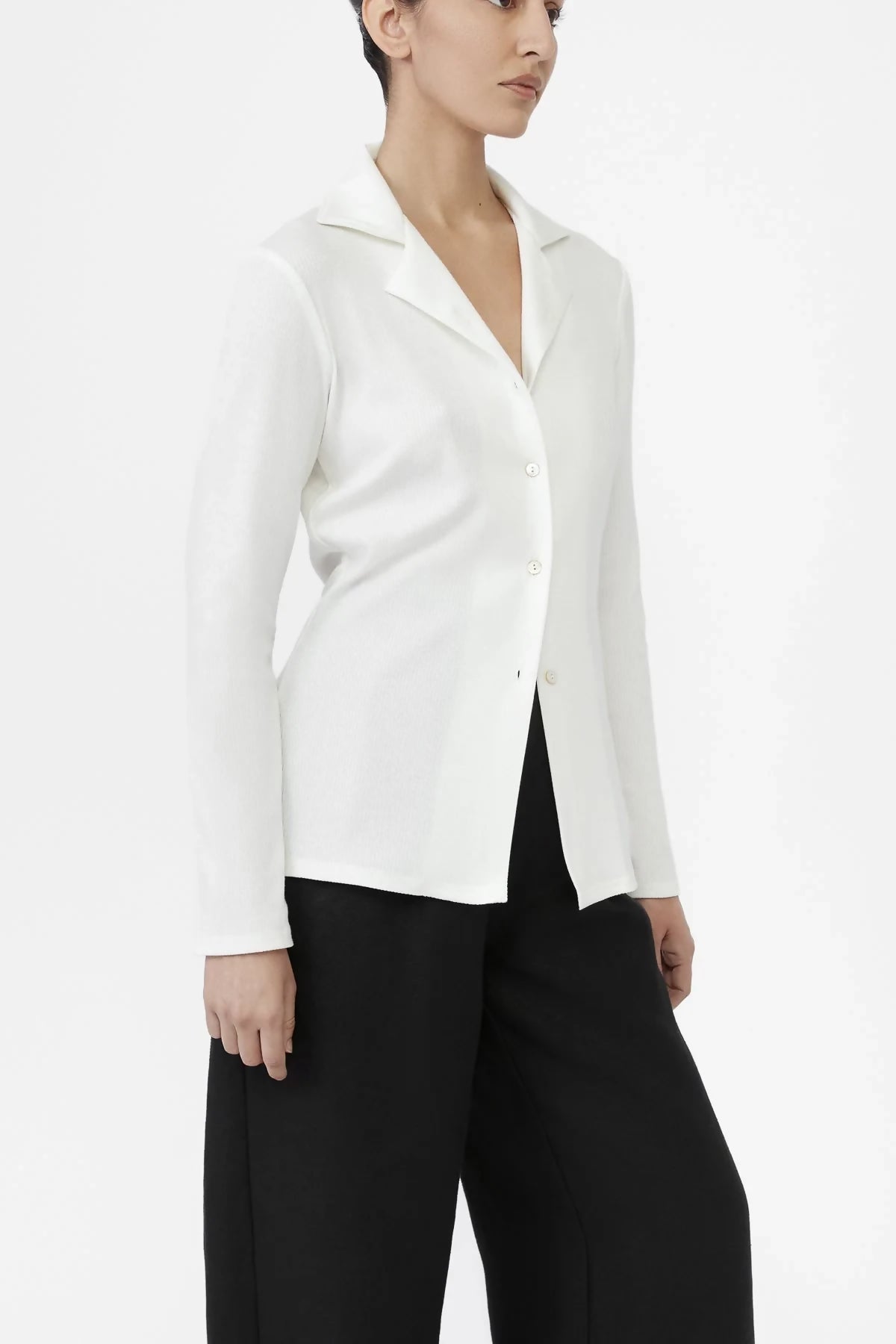 MODAL RIB KNIT COLLARED CARDIGAN