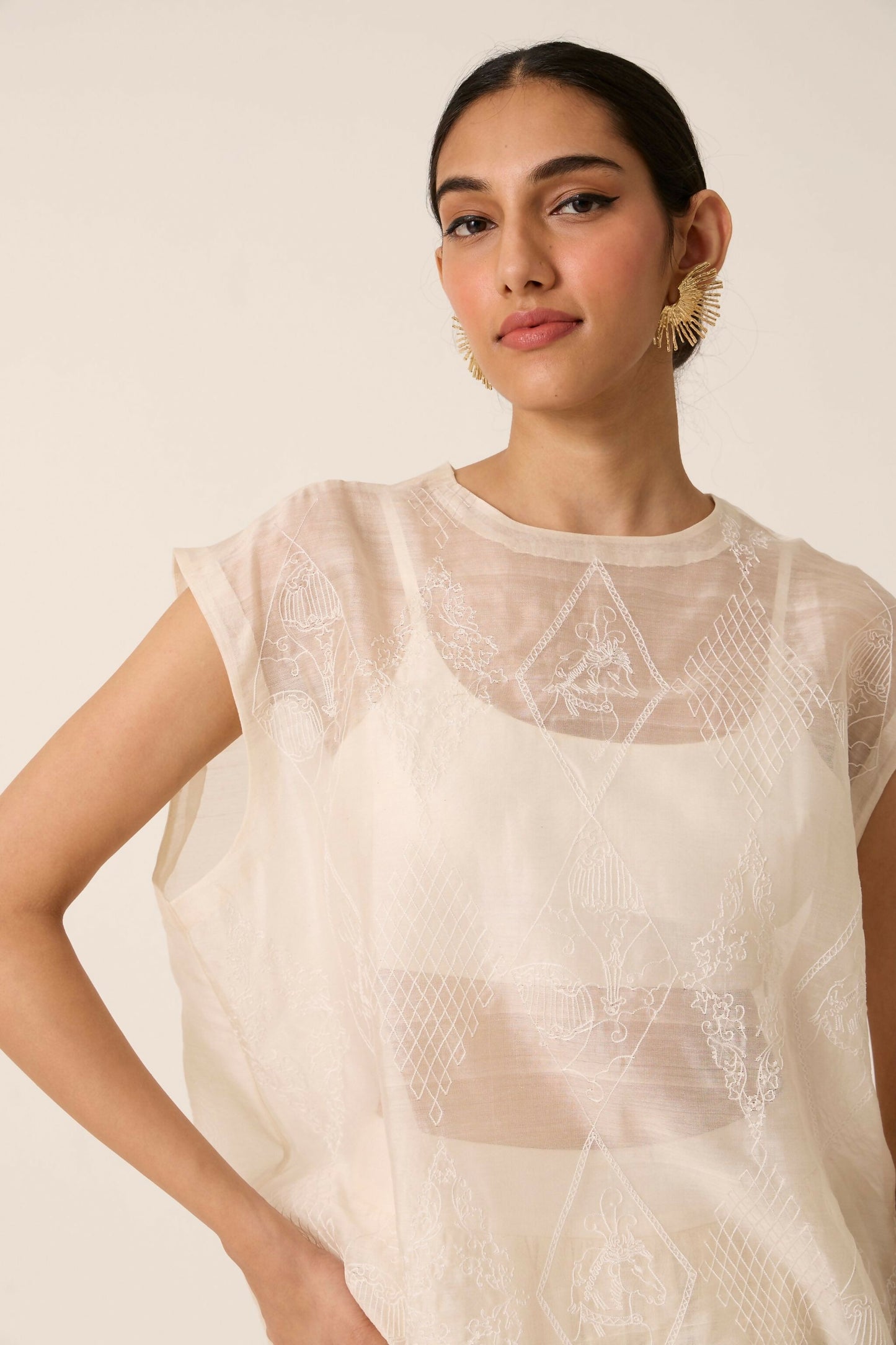 Sahir Handwoven Embroidered Top