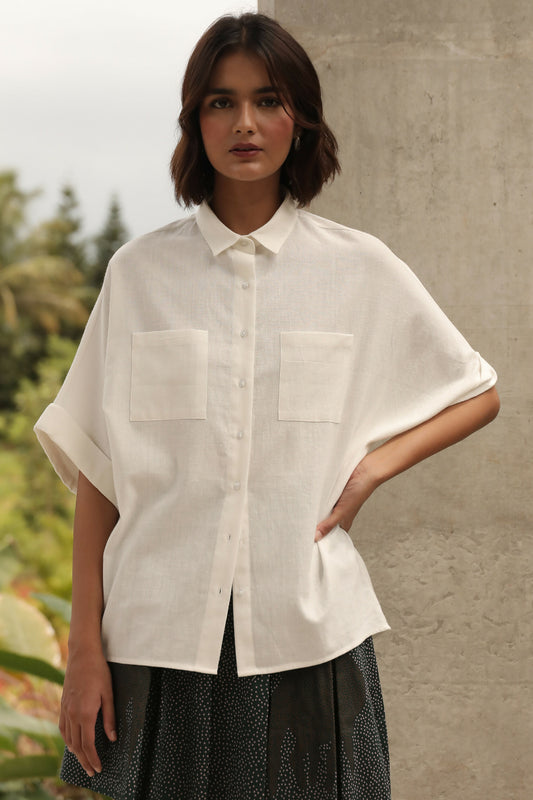 Jay White Oversized Button Down Box Shirt In Handwoven Cotton