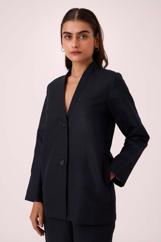 Darcy Black Linen Jacket