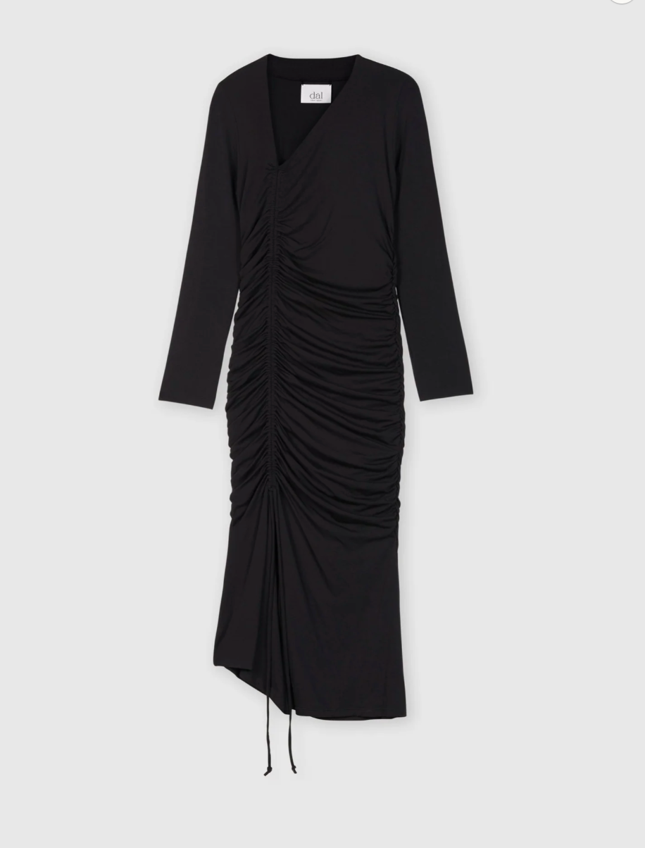 Abito midi asimmetrico con balze in modal