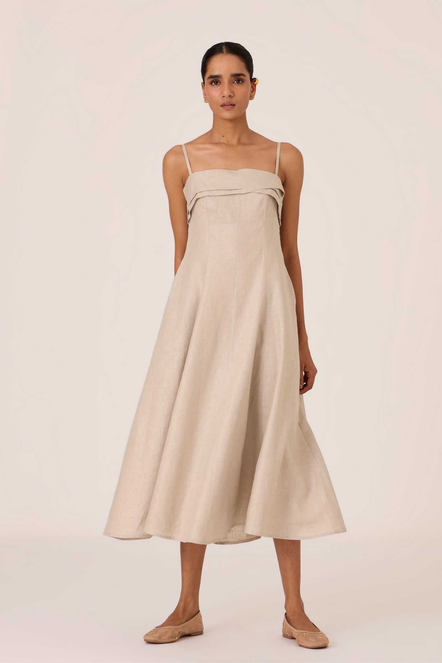 Azzah Beige Linen Dress