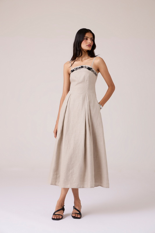 Suhjan Beige Linen Dress