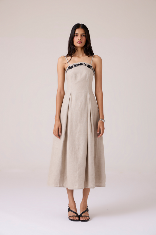 Suhjan Beige Linen Dress