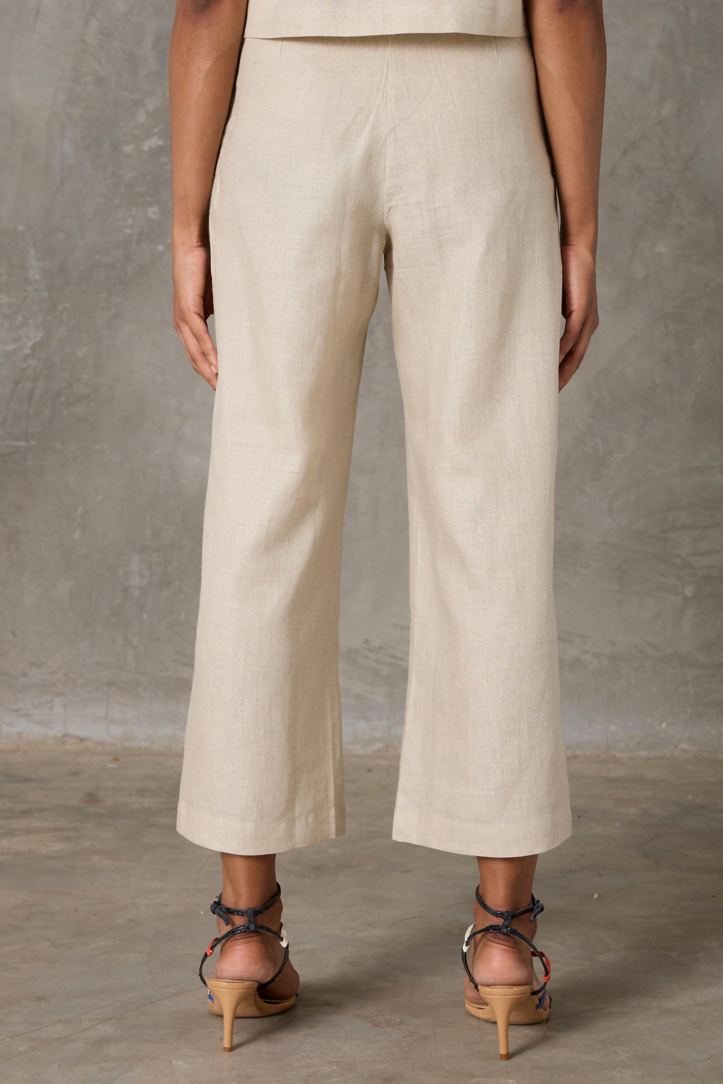 Clyde Organic Linen Sand Smart Everyday Coord Set With Cropped Shirt